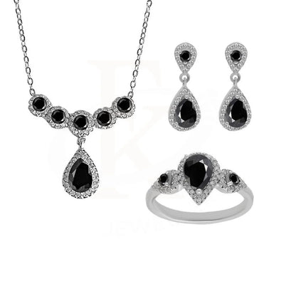 Italian Silver 925 Pear Pendant Set (Necklace Earrings And Ring) - Fkjnklst2054 Sets