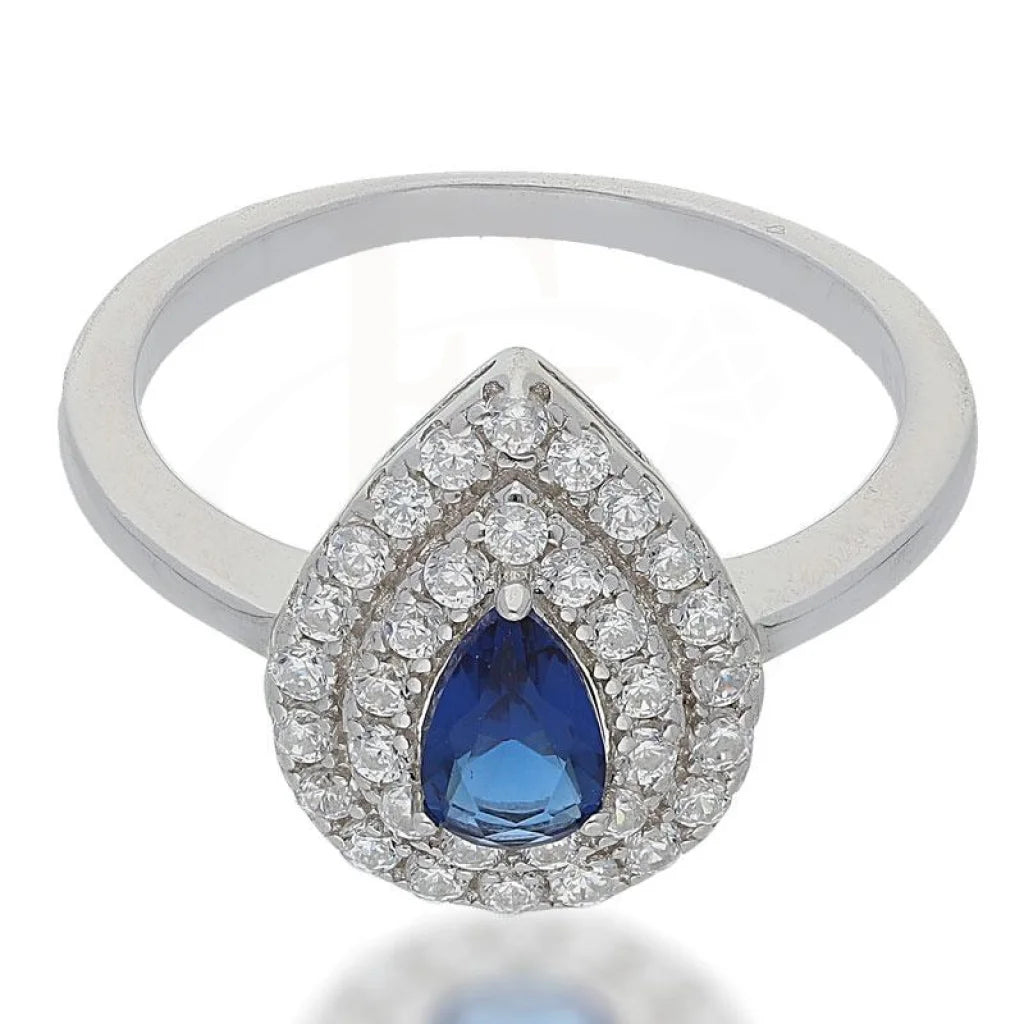 Italian Silver 925 Pear Shaped Blue Solitaire Ring - Fkjrnsl2491 Rings