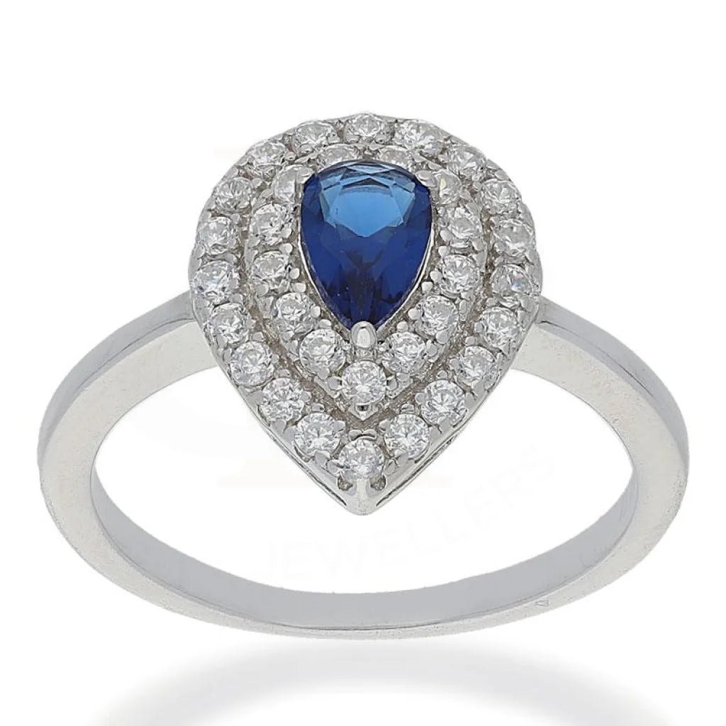 Italian Silver 925 Pear Shaped Blue Solitaire Ring - Fkjrnsl2491 Rings