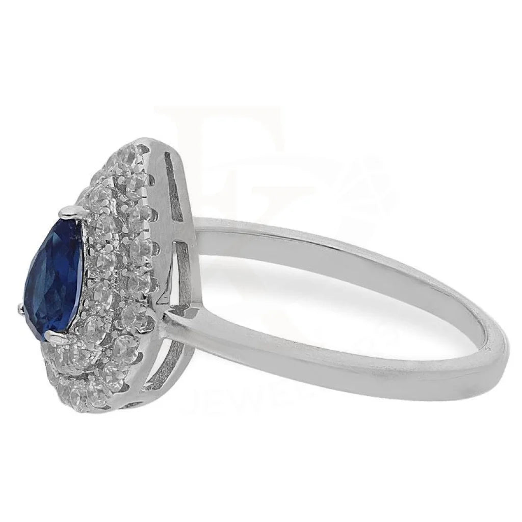 Italian Silver 925 Pear Shaped Blue Solitaire Ring - Fkjrnsl2491 Rings