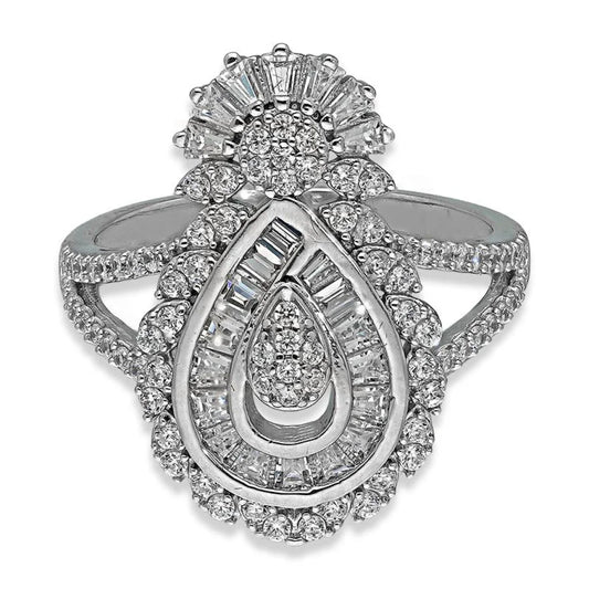 Italian Silver 925 Pear Shaped Pendant Set (Necklace Earrings And Ring) - Fkjnklstsl2333 Sets