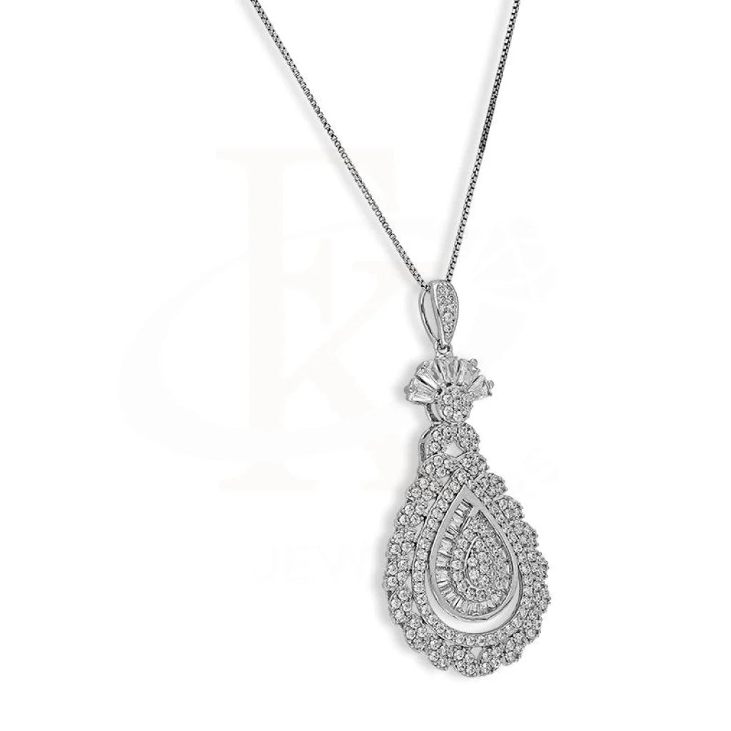 Italian Silver 925 Pear Shaped Pendant Set (Necklace Earrings And Ring) - Fkjnklstsl2333 Sets