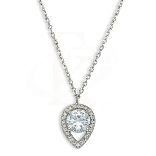 Sterling Silver 925 Pear Shaped Solitaire Necklace - Fkjnklsl3028 Necklaces