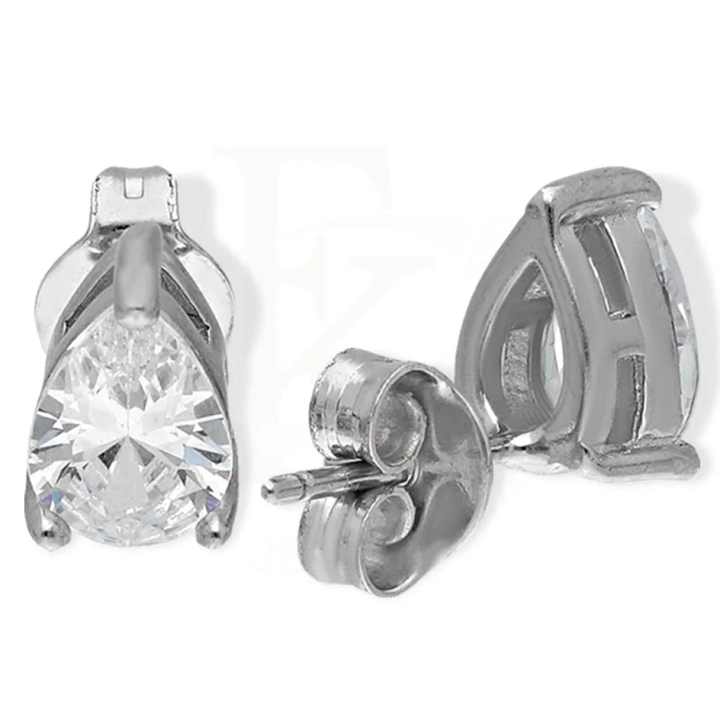 Sterling Silver 925 Pear Shaped Solitaire Stud Earrings - Fkjernsl3139