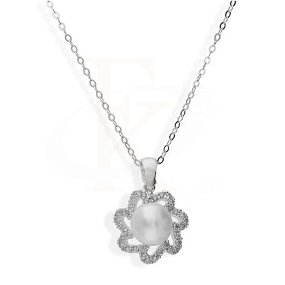 Italian Silver 925 Pearl In Flower Pendant Set (Necklace Earrings And Ring) - Fkjnklstsl2198 Sets