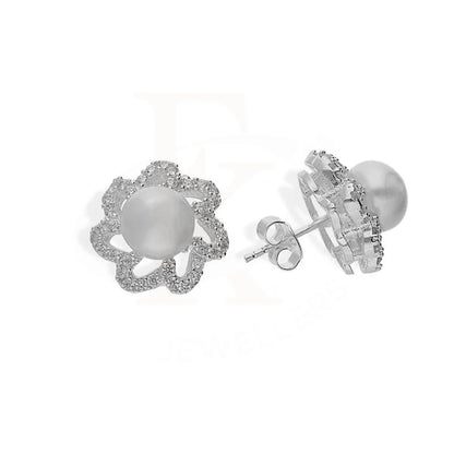 Italian Silver 925 Pearl In Flower Pendant Set (Necklace Earrings And Ring) - Fkjnklstsl2198 Sets