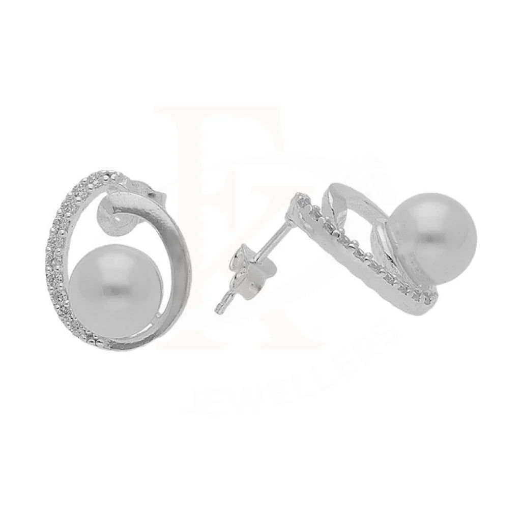 Sterling Silver 925 Pearl Stud Earrings - Fkjernsl2979