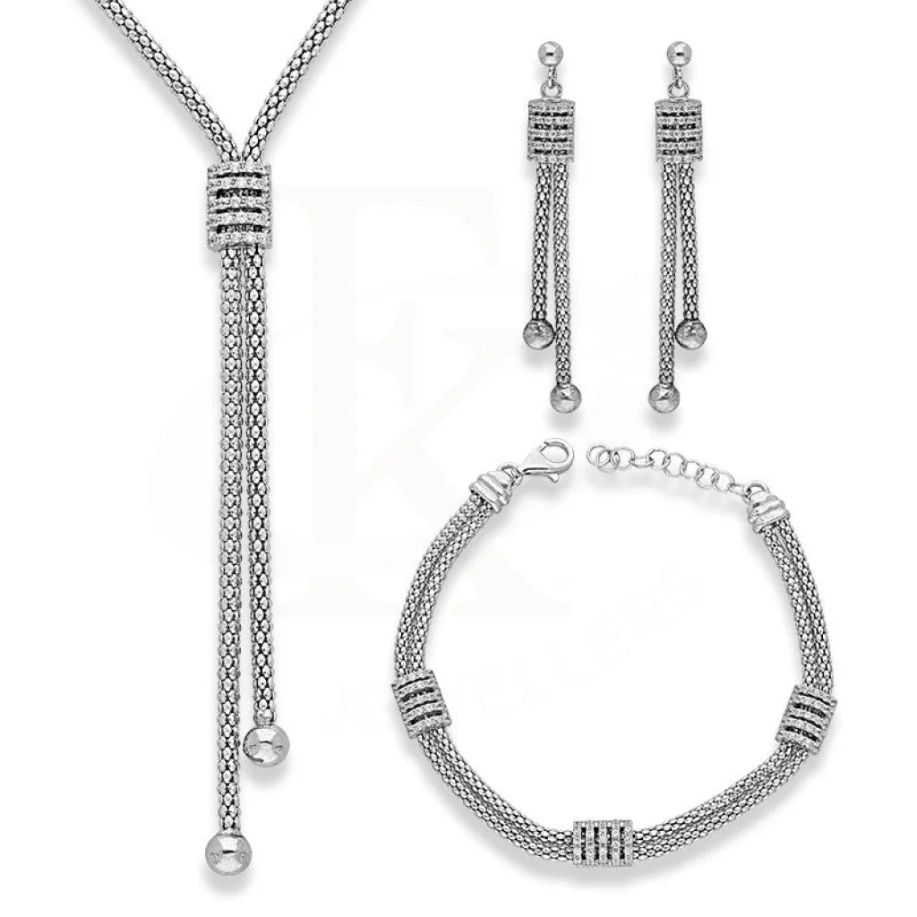 Italian Silver 925 Pendant Set (Necklace Earrings And Bracelet) - Fkjnklstsl2335 Sets