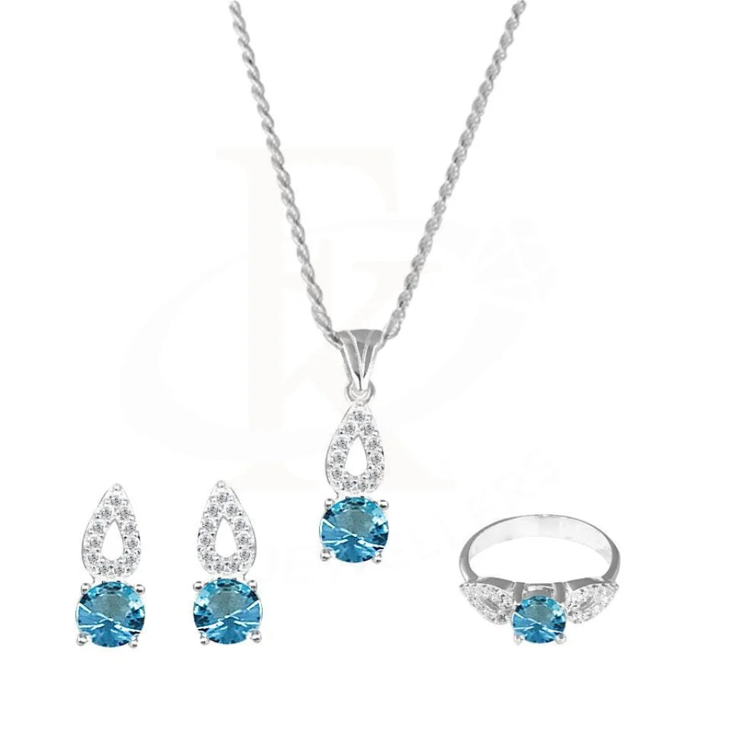 Italian Silver 925 Pendant Set (Necklace Earrings And Ring) - Fkjnklst1829 Sets