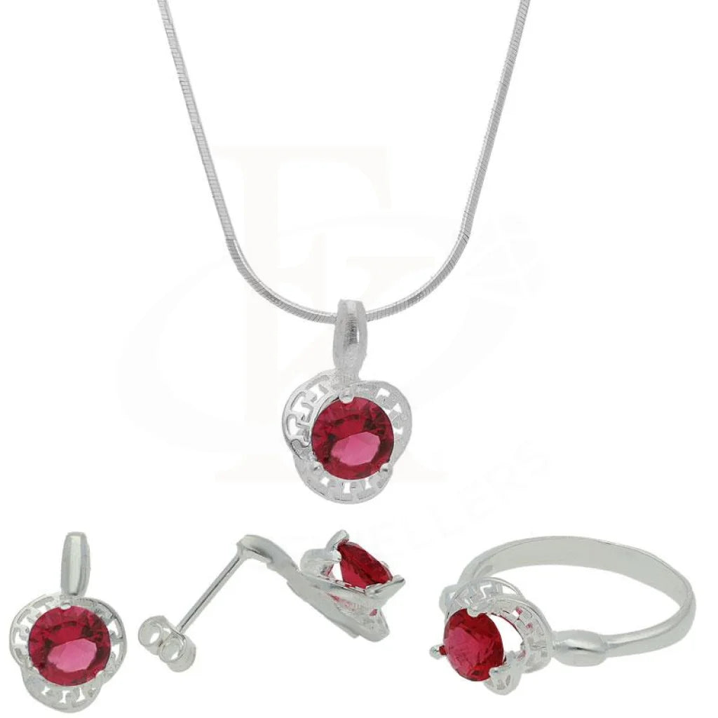 Italian Silver 925 Pendant Set (Necklace Earrings And Ring) - Fkjnklst1968 Sets