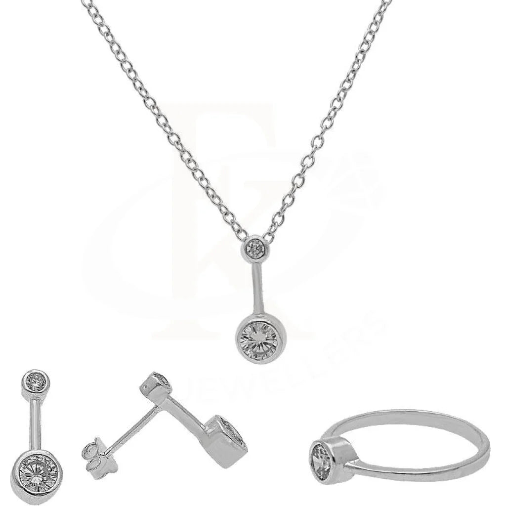 Italian Silver 925 Pendant Set (Necklace Earrings And Ring) - Fkjnklst2008 Sets