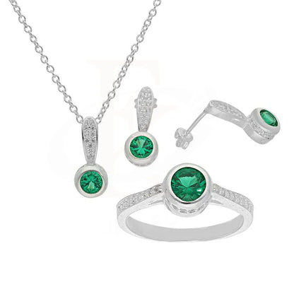 Italian Silver 925 Pendant Set (Necklace Earrings And Ring) - Fkjnklst2055 Sets