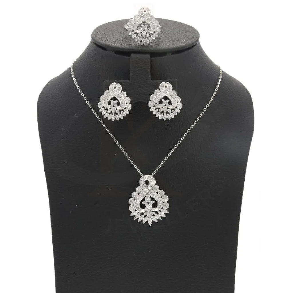 Italian Silver 925 Pendant Set (Necklace Earrings And Ring) - Fkjnklstsl2178 Sets