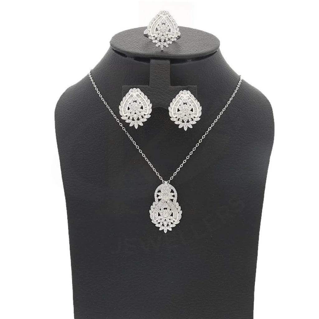 Italian Silver 925 Pendant Set (Necklace Earrings And Ring) - Fkjnklstsl2180 Sets