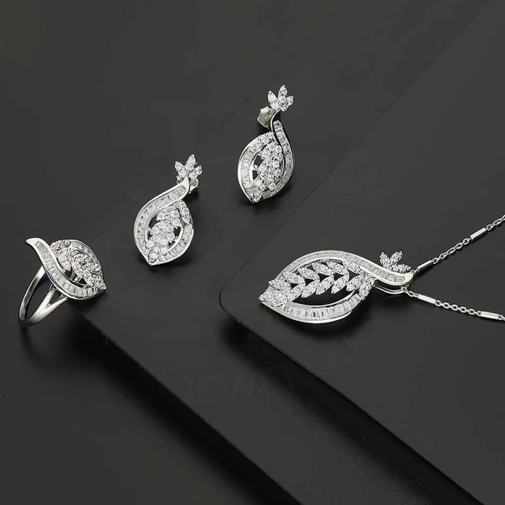 Sterling Silver 925 Pendant Set (Necklace Earrings And Ring) - Fkjnklstsl2184 Sets