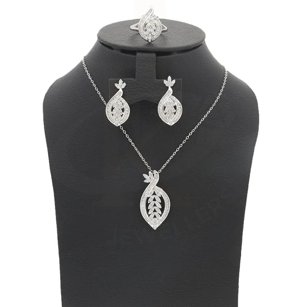 Italian Silver 925 Pendant Set (Necklace Earrings And Ring) - Fkjnklstsl2184 Sets