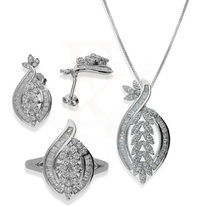 Italian Silver 925 Pendant Set (Necklace Earrings And Ring) - Fkjnklstsl2184 Sets