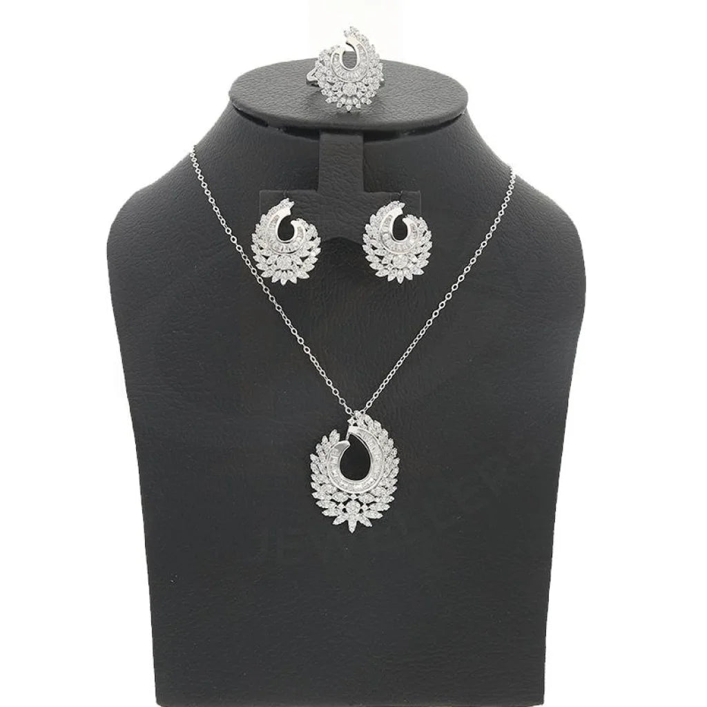 Italian Silver 925 Pendant Set (Necklace Earrings And Ring) - Fkjnklstsl2187 Sets