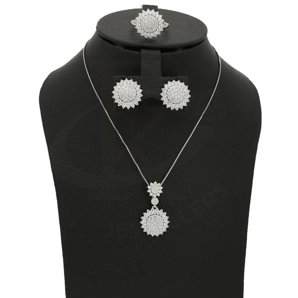 Italian Silver 925 Pendant Set (Necklace Earrings And Ring) - Fkjnklstsl2274 Sets