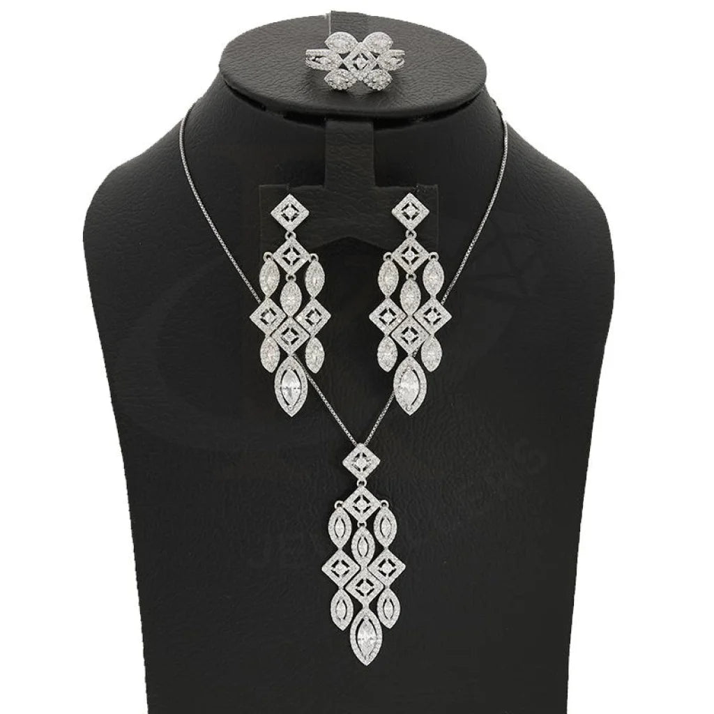 Italian Silver 925 Pendant Set (Necklace Earrings And Ring) - Fkjnklstsl2285 Sets