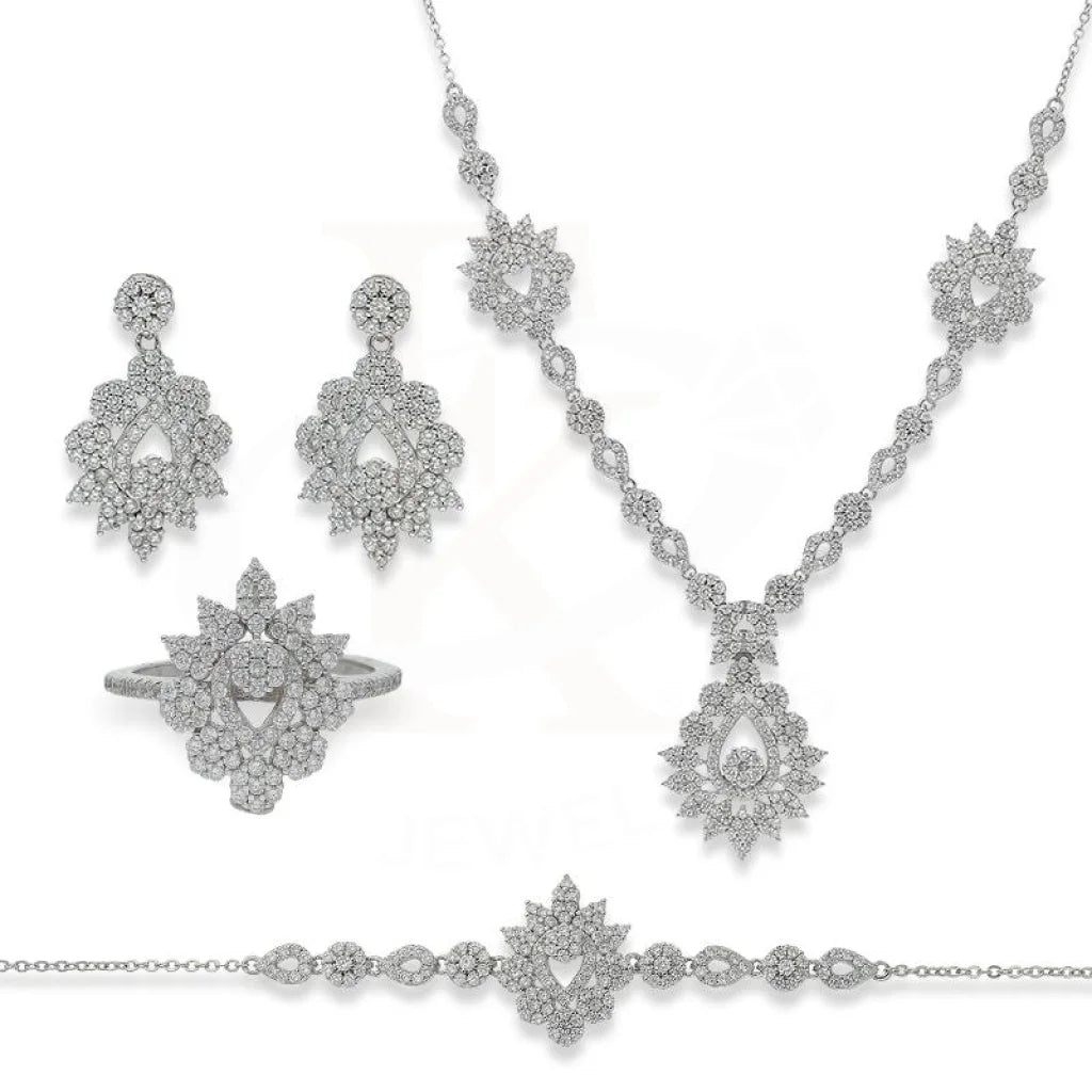 Italian Silver 925 Pendant Set (Necklace Earrings Ring And Bracelet) - Fkjnklstsl2175 Sets