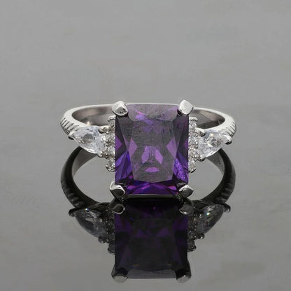 Italian Silver 925 Purple Solitaire Ring - Fkjrnsl2271 Rings