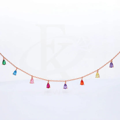 Sterling Silver 925 Rainbow Colorful Drops Necklace - Fkjnklsl5881 Necklaces