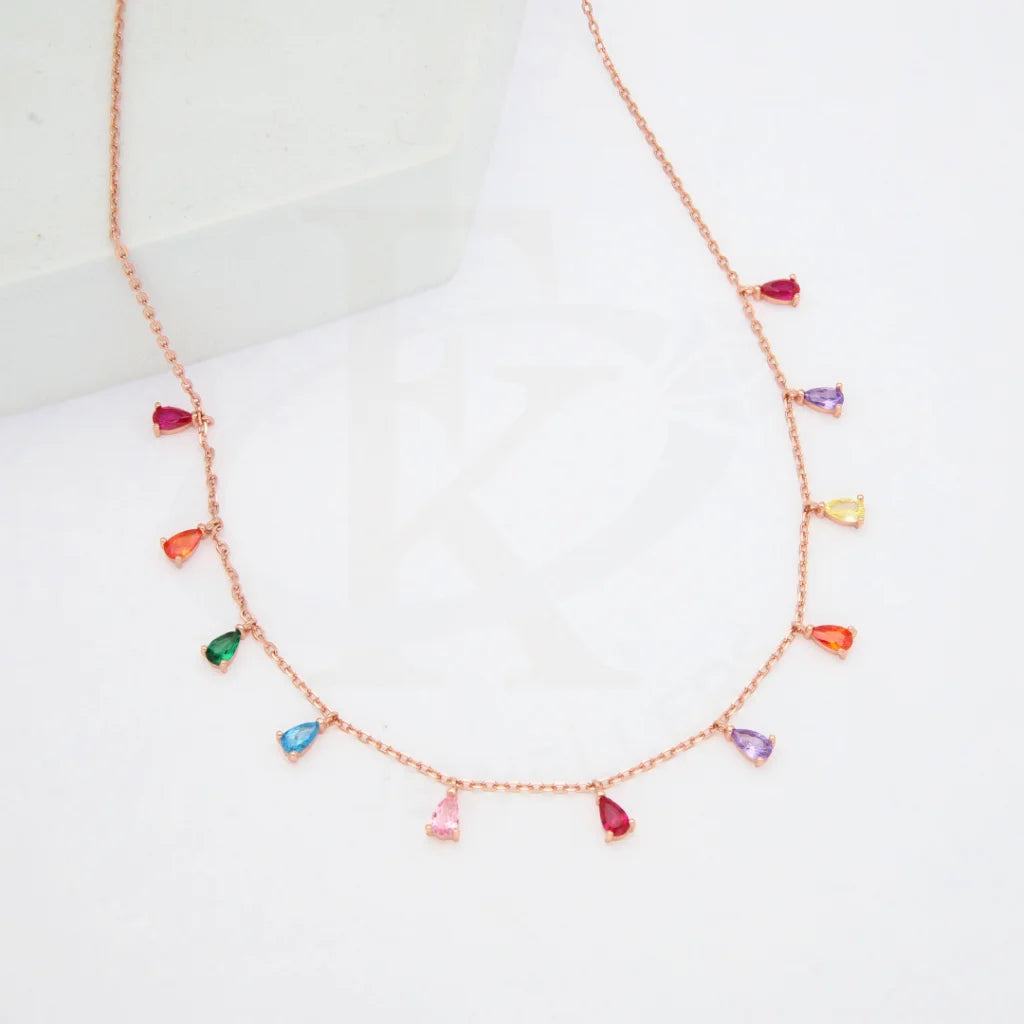 Sterling Silver 925 Rainbow Colorful Drops Necklace - Fkjnklsl5881 Necklaces