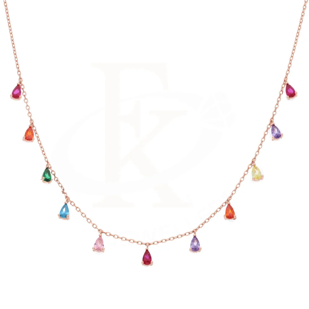 Sterling Silver 925 Rainbow Colorful Drops Necklace - Fkjnklsl5881 Necklaces