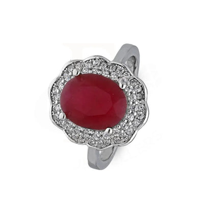 Italian Silver 925 Red Oval Shaped Solitaire Ring - Fkjrnsl3503 Rings