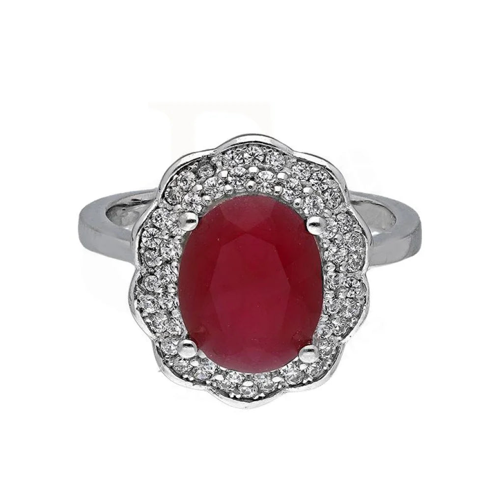 Italian Silver 925 Red Oval Shaped Solitaire Ring - Fkjrnsl3503 Rings