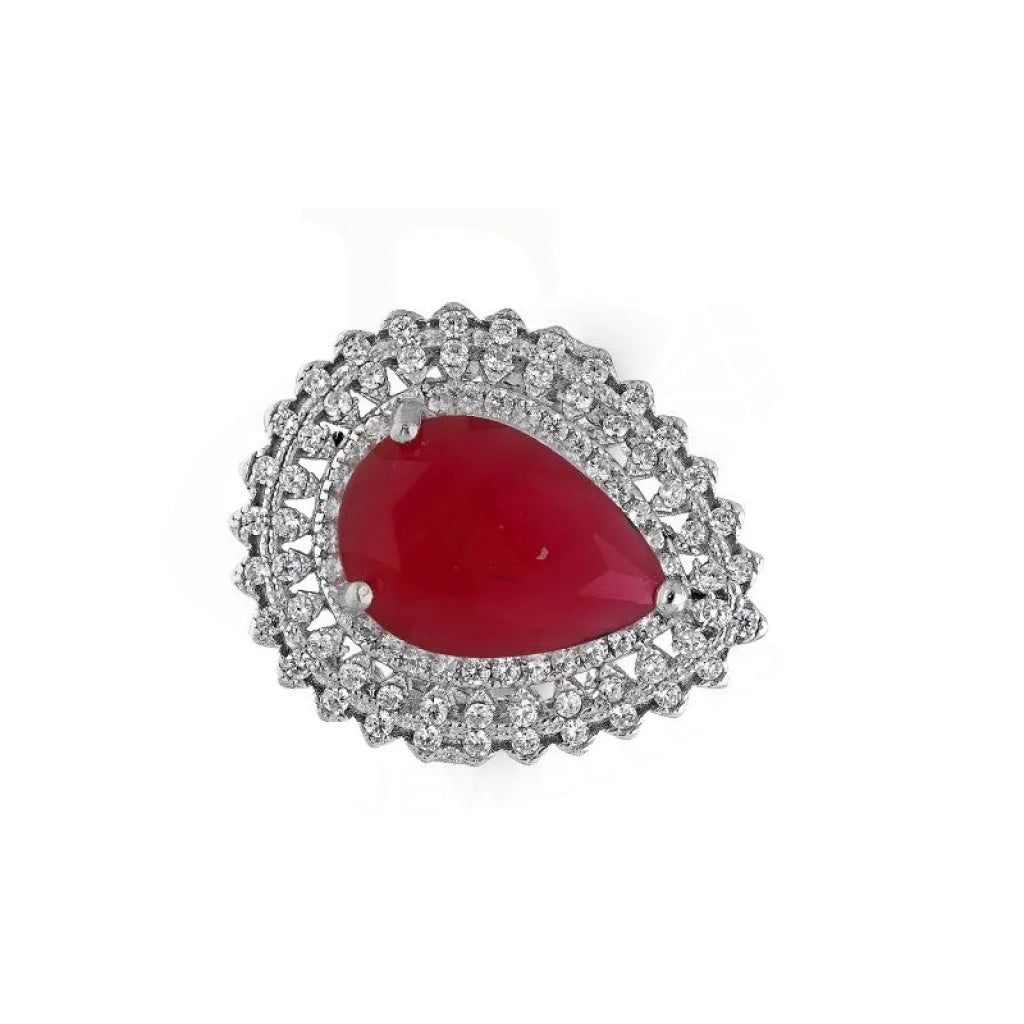 Italian Silver 925 Red Pear Shaped Solitaire Ring - Fkjrnsl3512 Rings