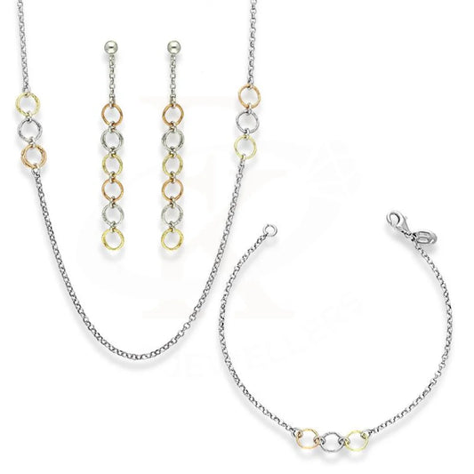 Italian Silver 925 Rings Pendant Set (Necklace Earrings And Bracelet) - Fkjnklstsl2341 Sets