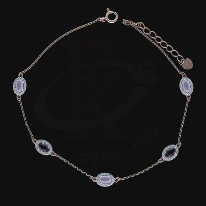 Sterling Silver 925 Rose Gold Oval Shaped Anklet - Fkjanklsl2030 Anklets