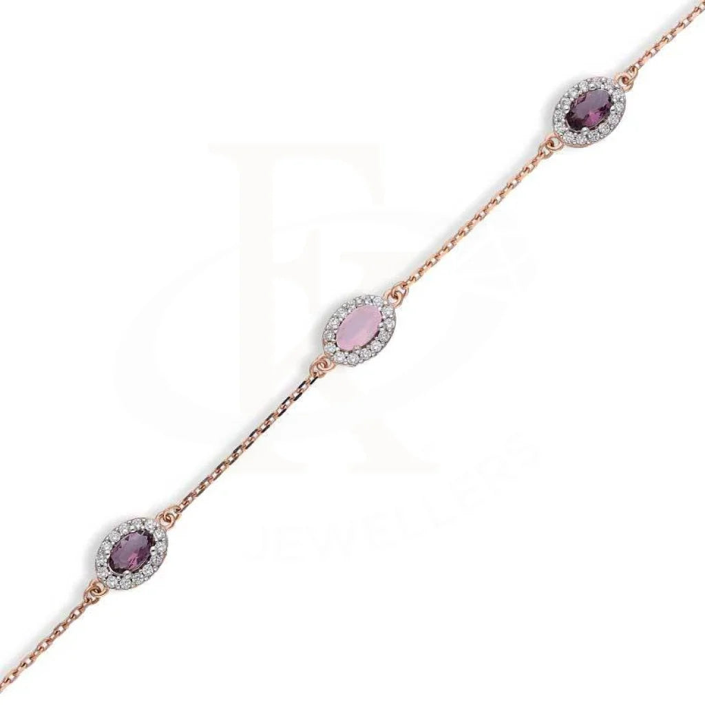 Sterling Silver 925 Rose Gold Oval Shaped Anklet - Fkjanklsl2030 Anklets