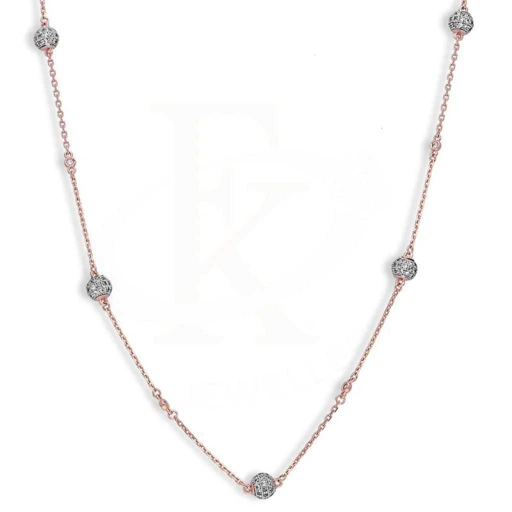 Italian Silver 925 Rose Gold Plated Ball Necklace - Fkjnklsl2669 Necklaces