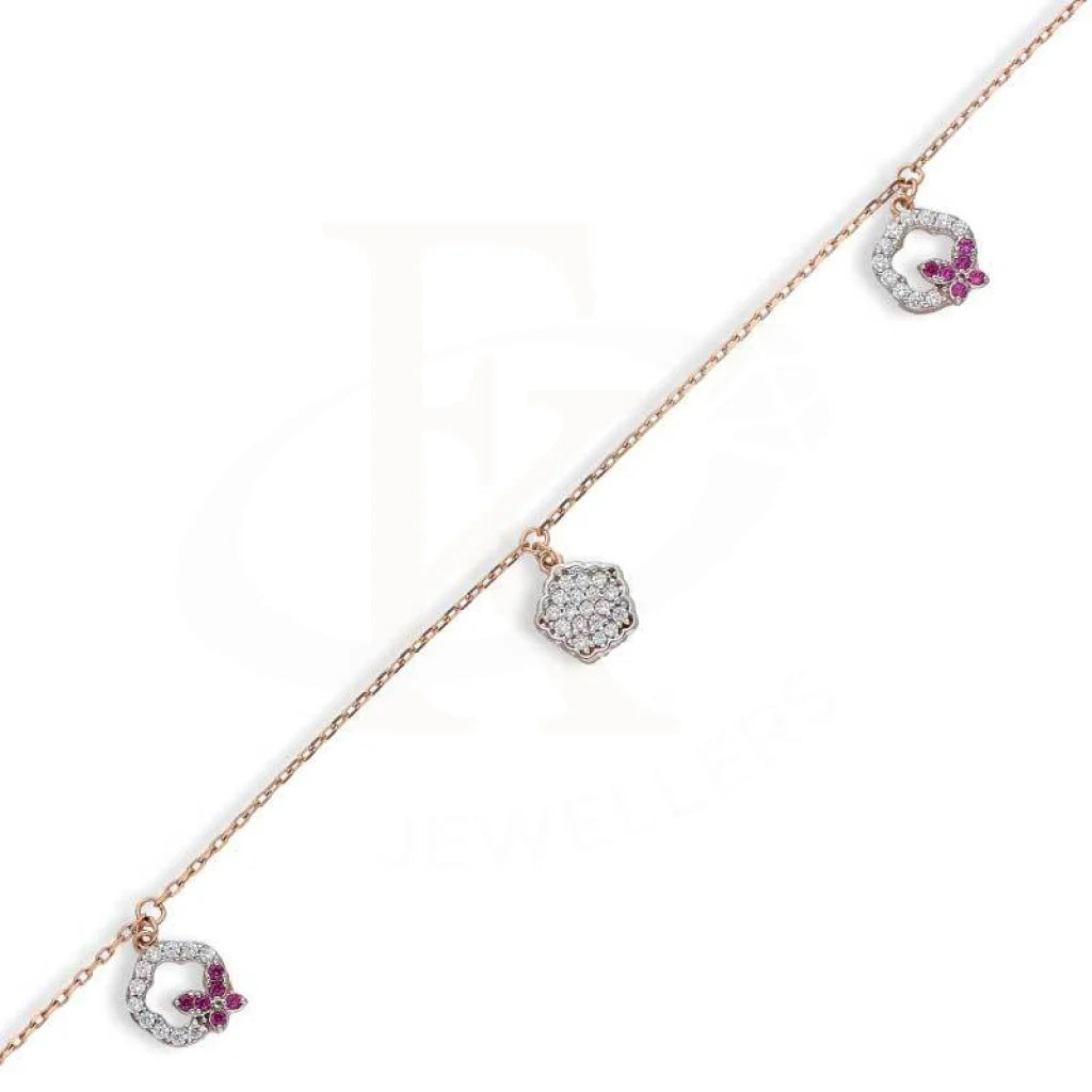 Sterling Silver 925 Rose Gold Plated Butterfly Anklet - Fkjanklsl2023 Anklets