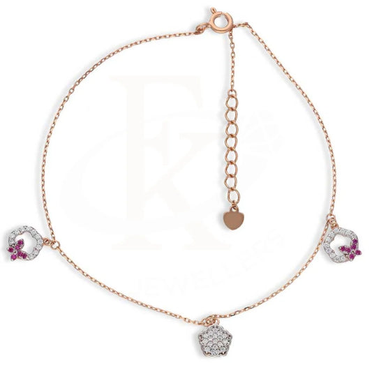 Sterling Silver 925 Rose Gold Plated Butterfly Anklet - Fkjanklsl2023 Anklets