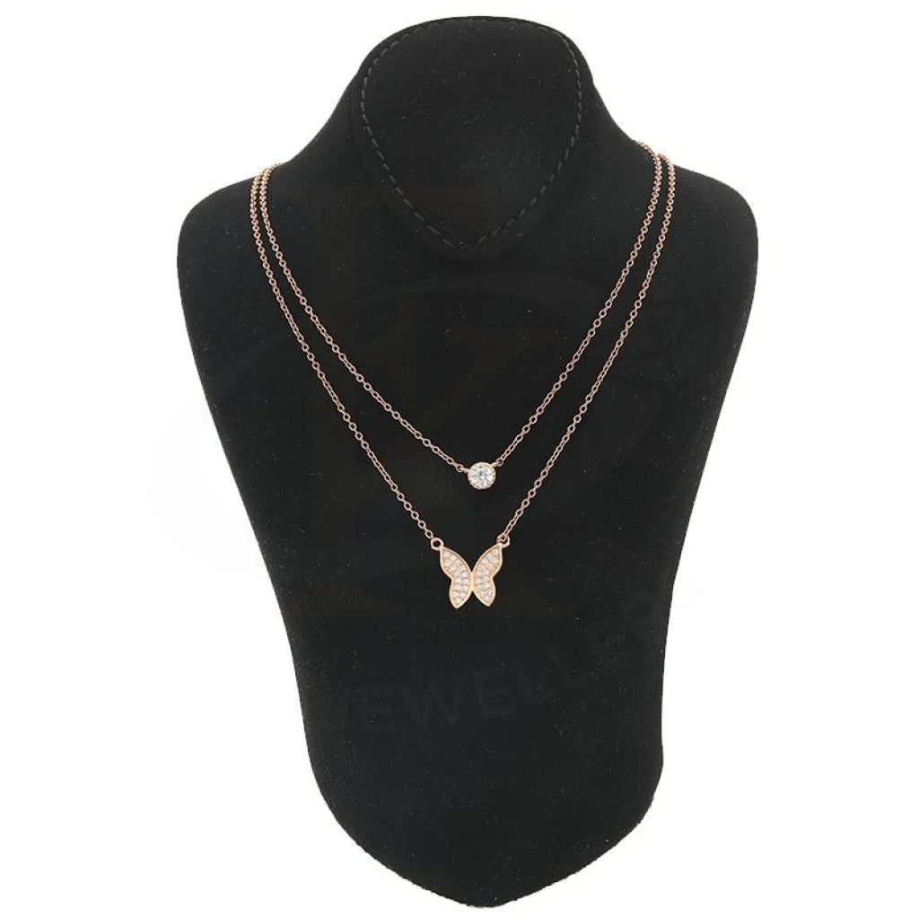 Italian Silver 925 Rose Gold Plated Butterfly Necklace - Fkjnklsl2183 Necklaces
