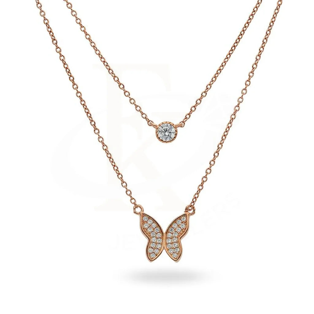 Italian Silver 925 Rose Gold Plated Butterfly Necklace - Fkjnklsl2183 Necklaces
