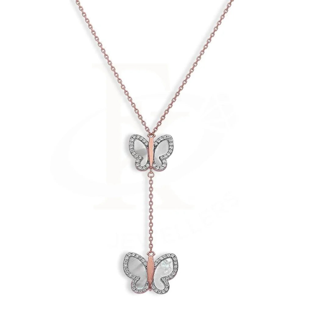 Italian Silver 925 Rose Gold Plated Butterfly Necklace - Fkjnklsl2667 Necklaces