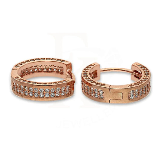 Italian Silver 925 Rose Gold Plated Clip On Hoop Earrings - Fkjern1772