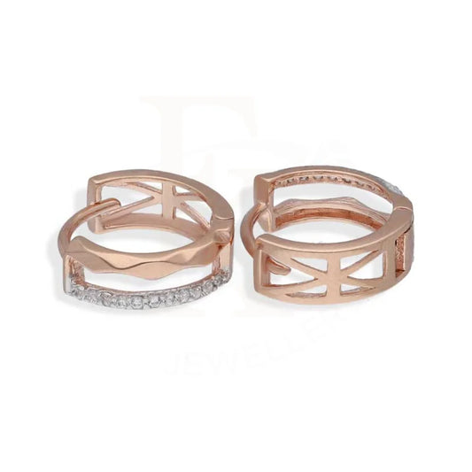 Sterling Silver 925 Rose Gold Plated Clip On Hoop Earrings - Fkjernsl2874