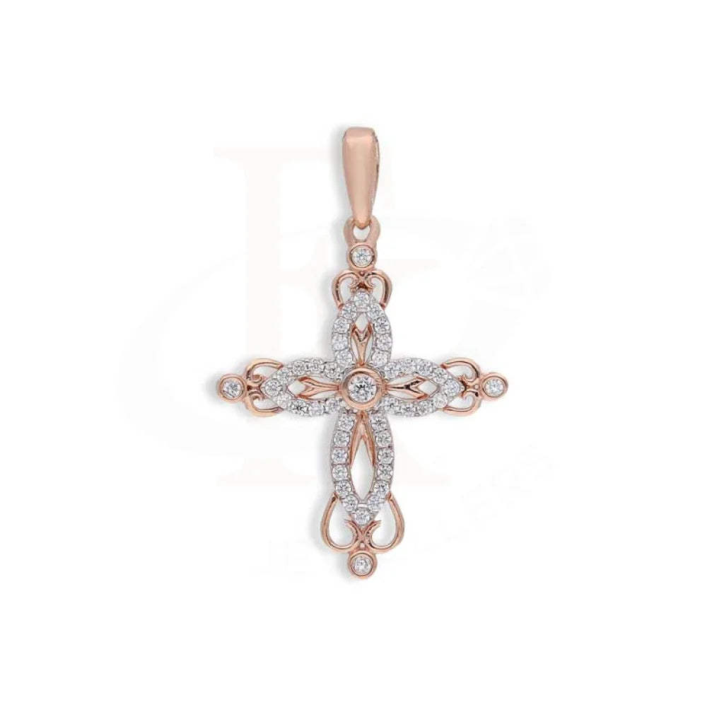 Sterling Silver 925 Rose Gold Plated Cross Pendant - Fkjpndsl3005 Pendants