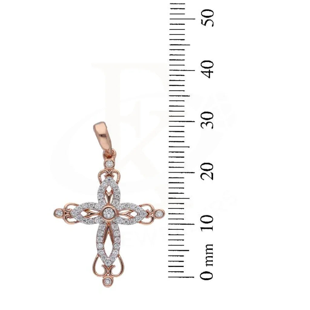 Sterling Silver 925 Rose Gold Plated Cross Pendant - Fkjpndsl3005 Pendants