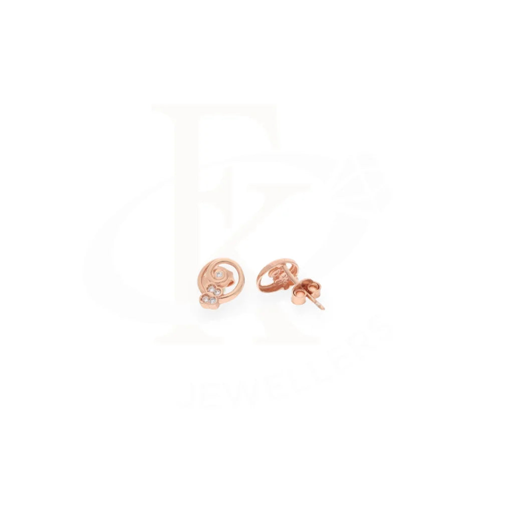 Sterling Silver 925 Rose Gold Plated Cubic Zircon Stud Earrings - Fkjernsl8021