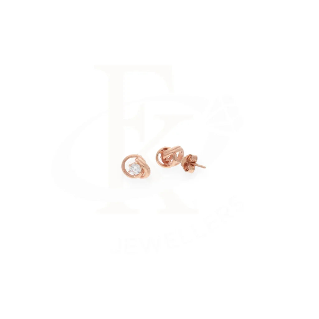 Sterling Silver 925 Rose Gold Plated Cubic Zirconia Love Knot Earrings - Fkjernsl8015