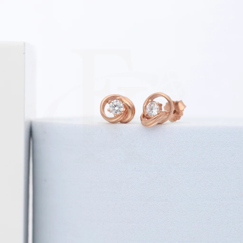 Sterling Silver 925 Rose Gold Plated Cubic Zirconia Love Knot Earrings - Fkjernsl8015