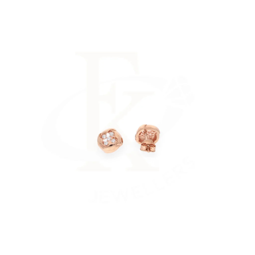 Sterling Silver 925 Rose Gold Plated Cubic Zirconia Star Earrings - Fkjernsl8019