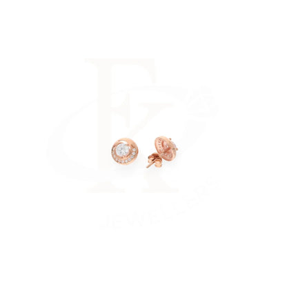 Sterling Silver 925 Rose Gold Plated Cubic Zirconia Stud Earrings - Fkjernsl8017